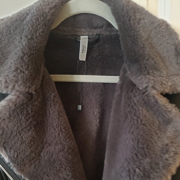 Mango Faux Fur & Leather Biker Jacket - Picture 11 of 11